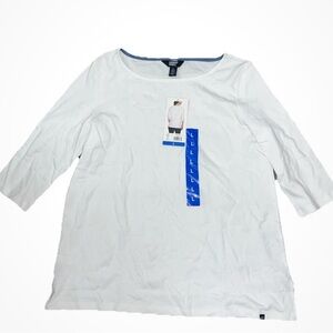 Women’s White Lands’ End 3/4 Sleeve Top Size Large NWT